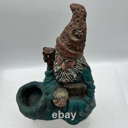 Mike Makras Sculpture Wizard Warlock Statue Crystal Ball Candle Owl Signed 1981