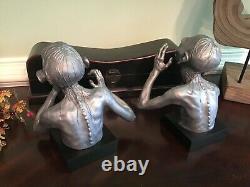 NOBLE Lord of the Rings GOLLUM & SMEAGOL Pewter Statue Bookends RARE Bust